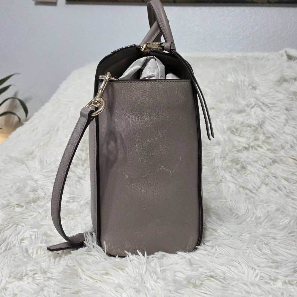 Coach Bleeker Saffiano Riley Carryall Large Crossbody Bag Taupe #30149 - Picture 4 of 16